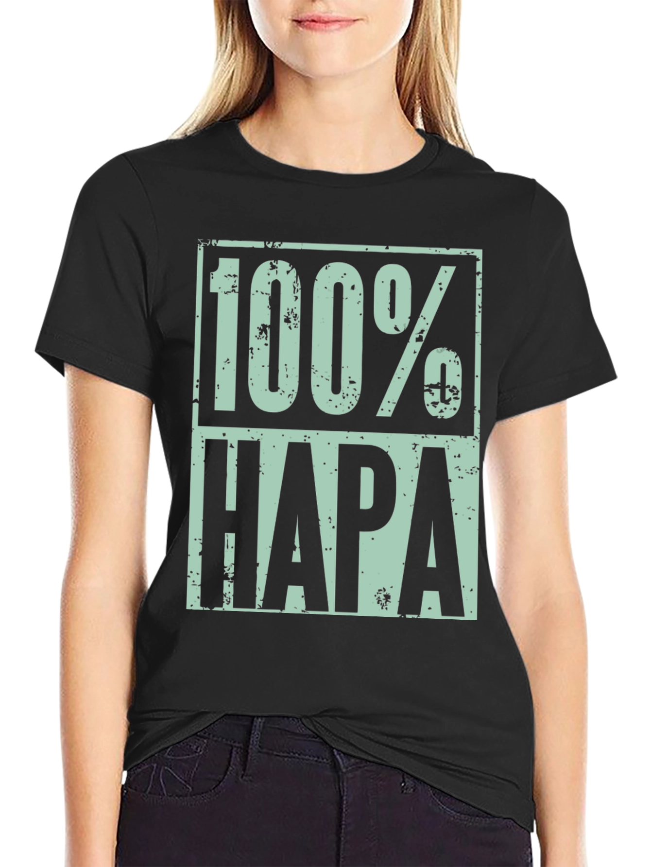 100% Hapa Graphic T-Shirt - Distressed Design