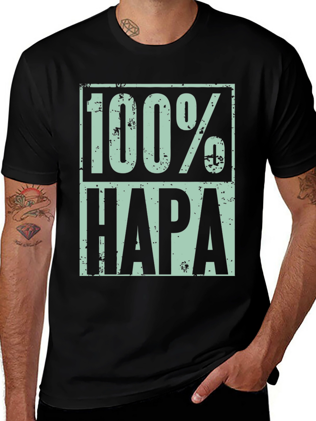 100% Hapa Graphic T-Shirt - Distressed Design