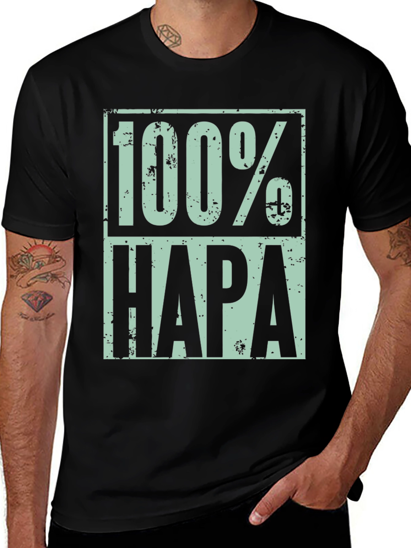 100% Hapa Graphic T-Shirt - Distressed Design