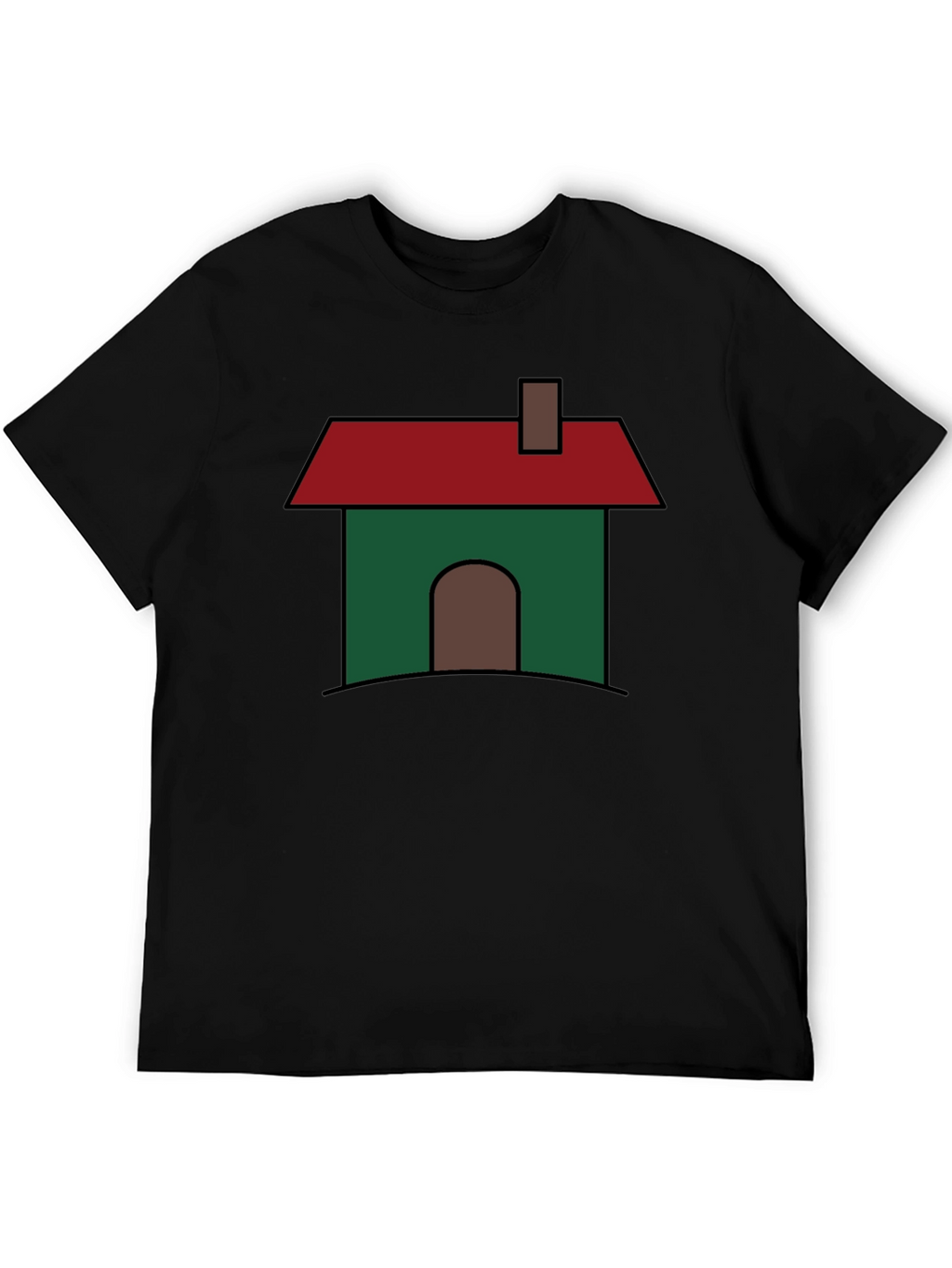 Cartoon House Graphic T-Shirt - Black Cotton Blend