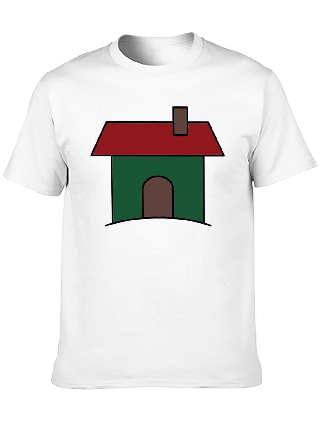 Cartoon House Graphic T-Shirt - Black Cotton Blend