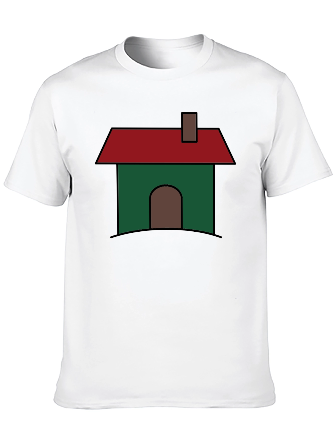 Cartoon House Graphic T-Shirt - Black Cotton Blend