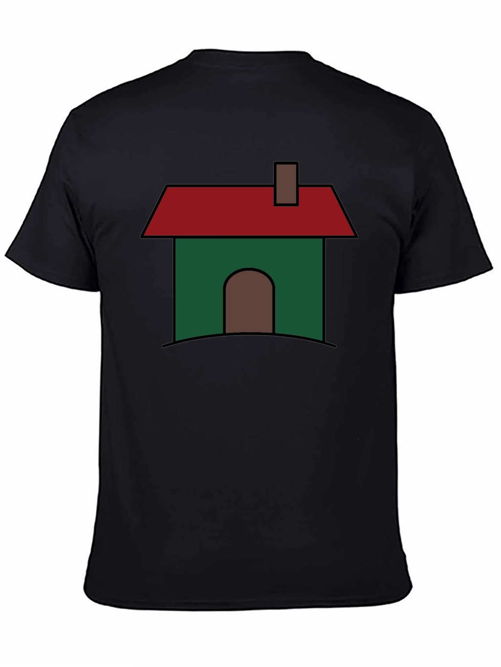 Cartoon House Graphic T-Shirt - Black Cotton Blend