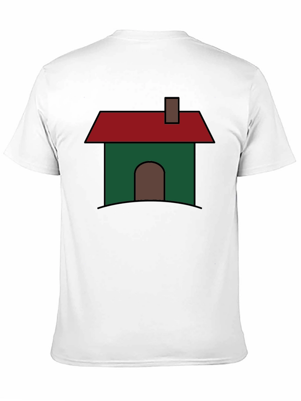Cartoon House Graphic T-Shirt - Black Cotton Blend