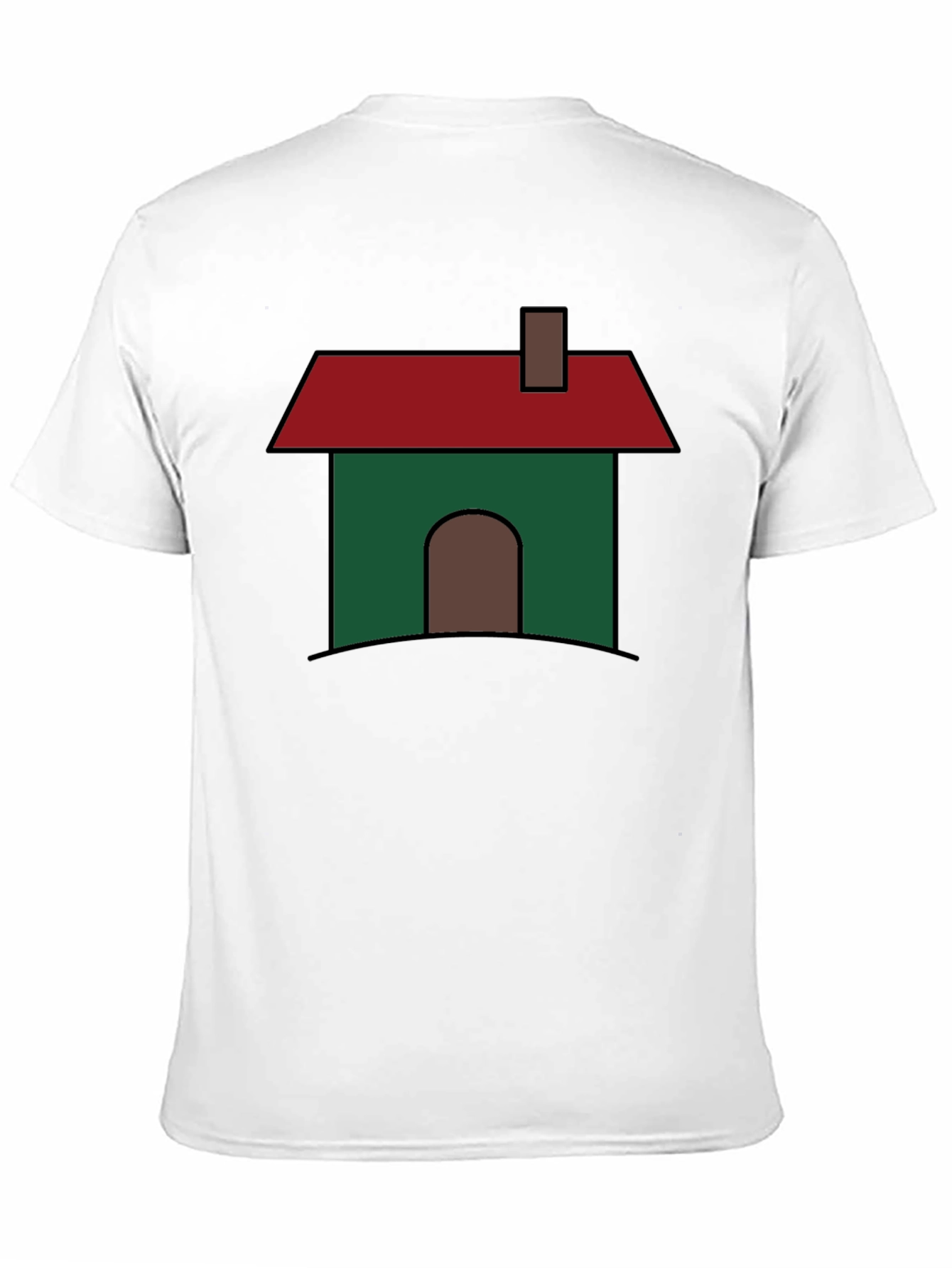 Cartoon House Graphic T-Shirt - Black Cotton Blend