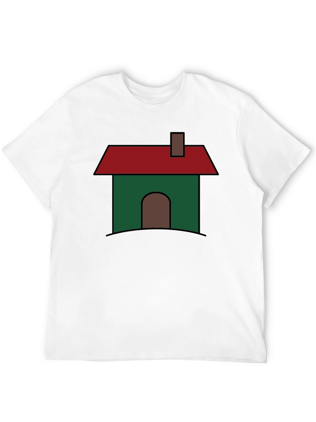 Cartoon House Graphic T-Shirt - Black Cotton Blend