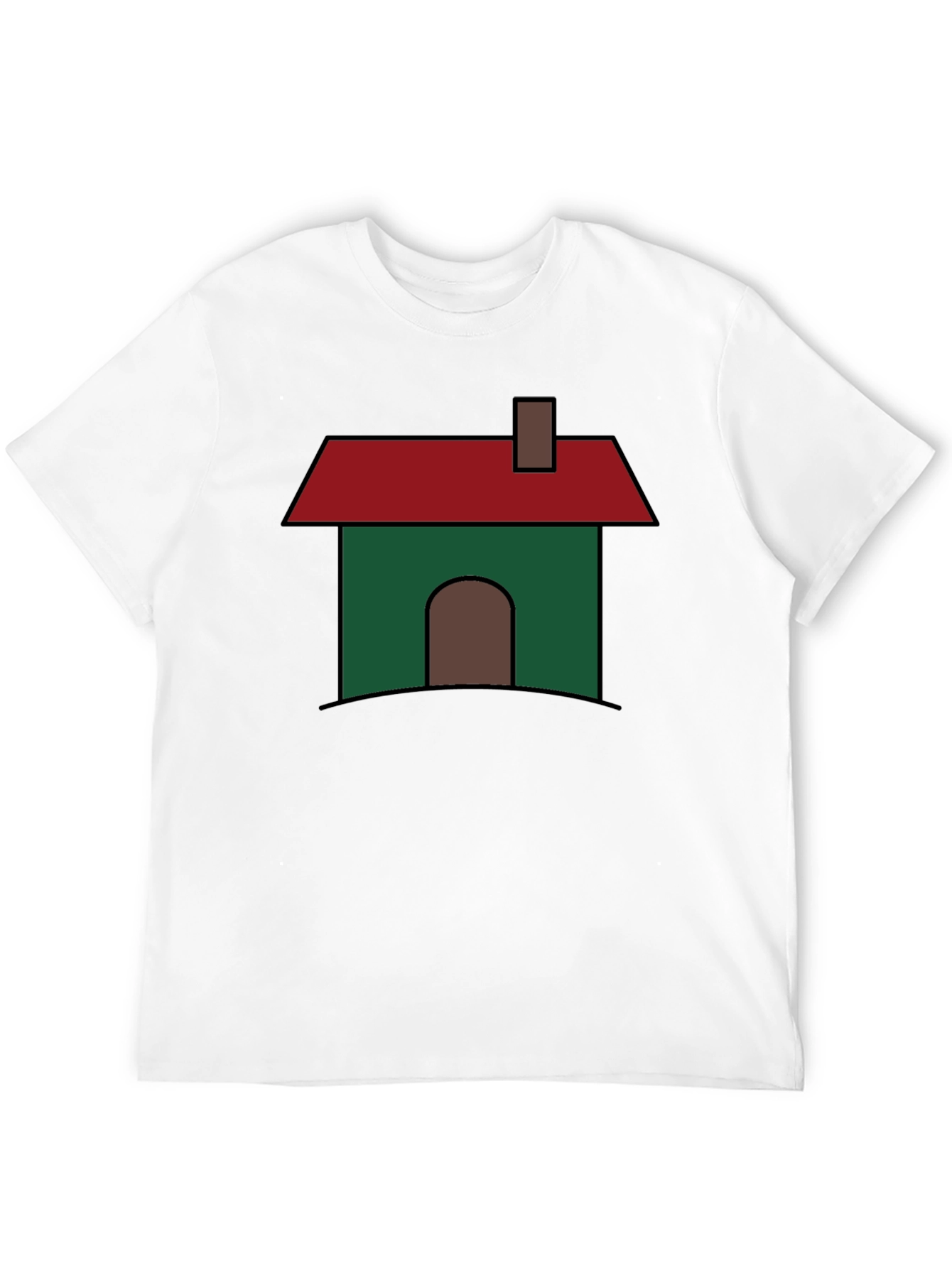 Cartoon House Graphic T-Shirt - Black Cotton Blend