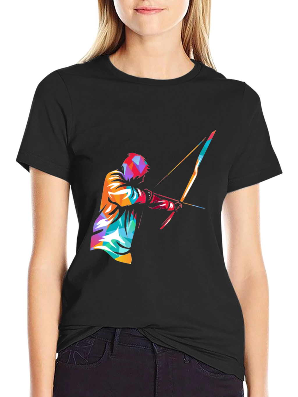 Mens Black Graphic Tee - Archery Design