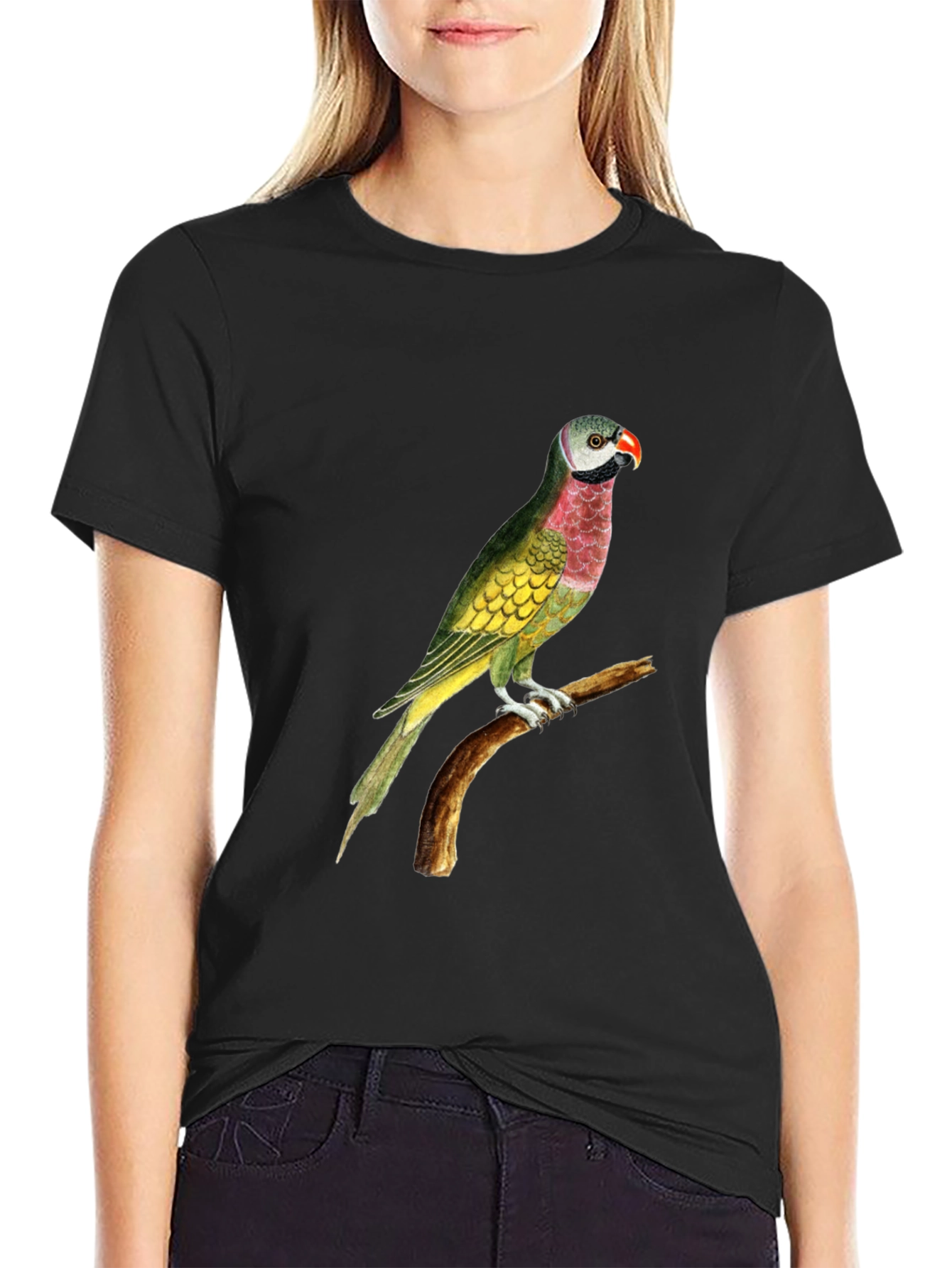 Parrot Graphic Print Black T-Shirt