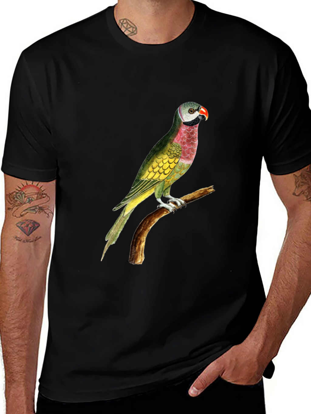 Parrot Graphic Print Black T-Shirt
