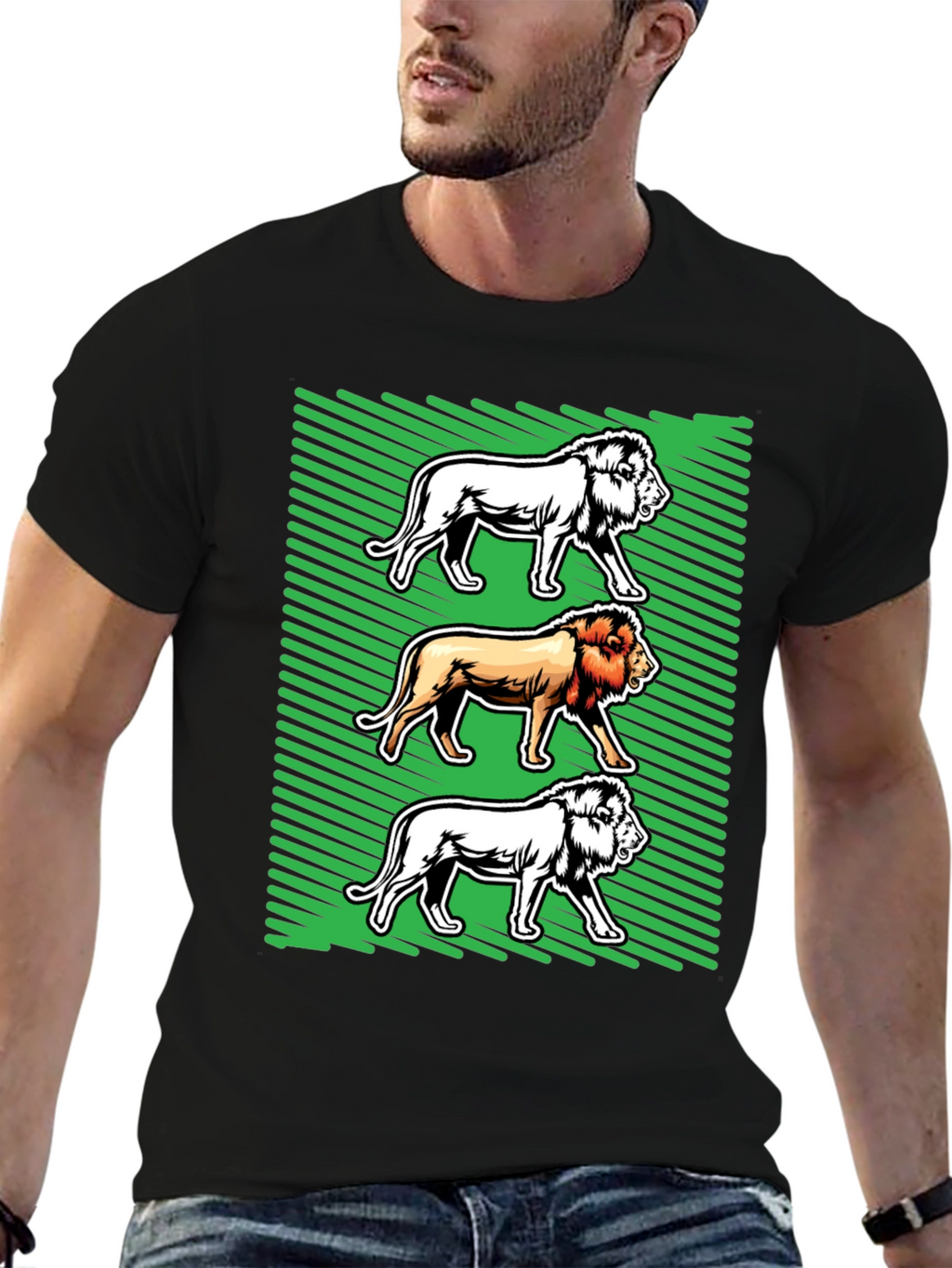 Lion Graphic Tee - Bold Animal Print Shirt