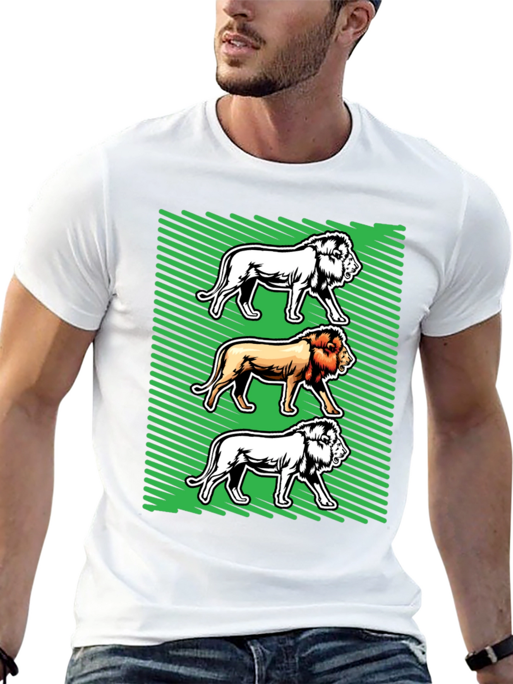 Lion Graphic Tee - Bold Animal Print Shirt