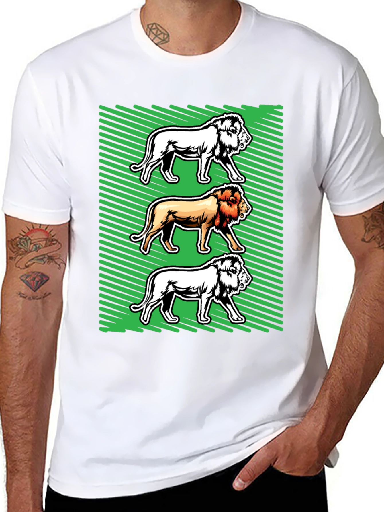 Lion Graphic Tee - Bold Animal Print Shirt