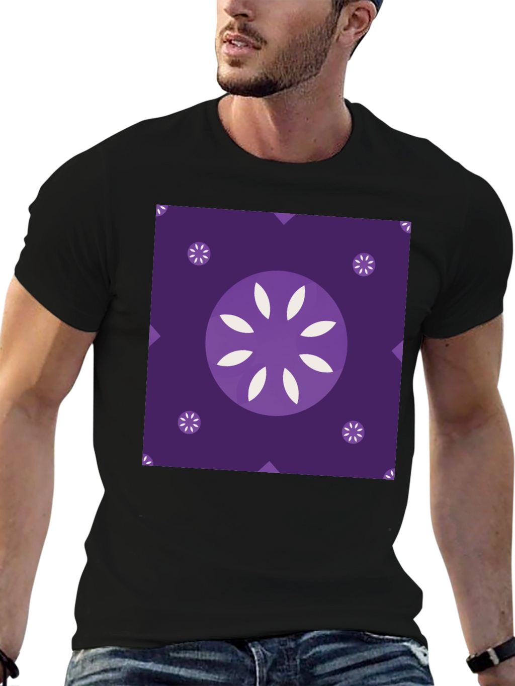 Abstract Floral Graphic Black T-Shirt