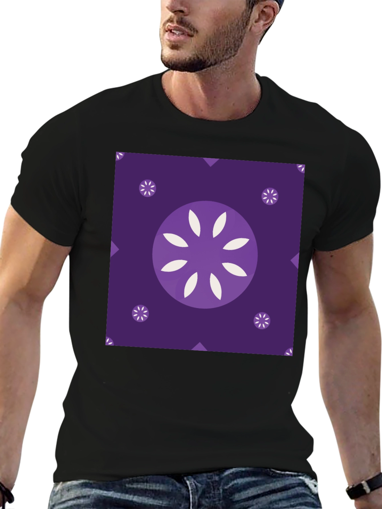 Abstract Floral Graphic Black T-Shirt