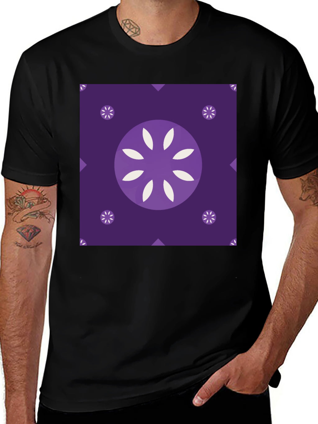 Abstract Floral Graphic Black T-Shirt