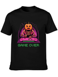 Game Over Pumpkin Skeleton Graphic Tee