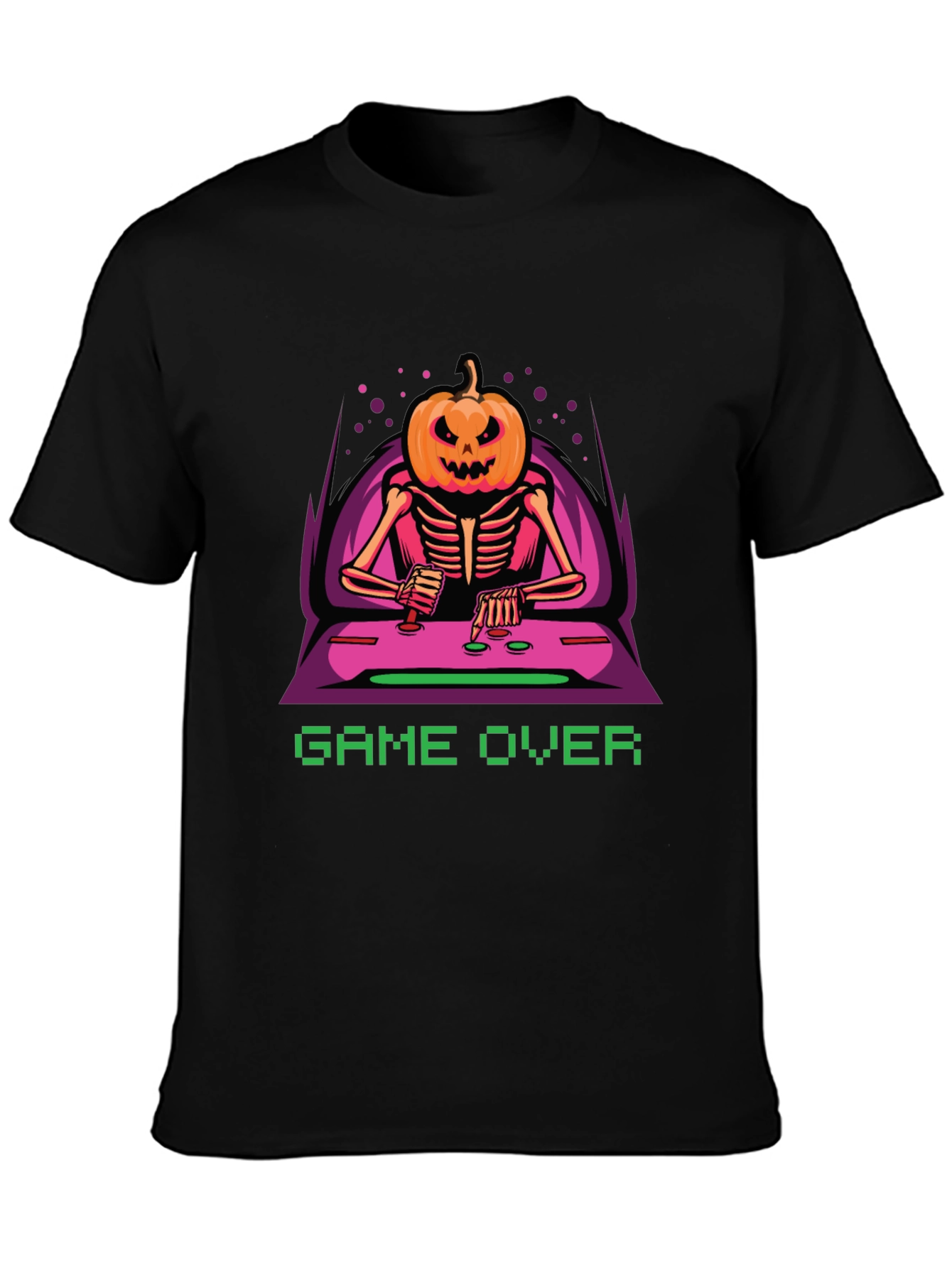Game Over Pumpkin Skeleton Graphic Tee
