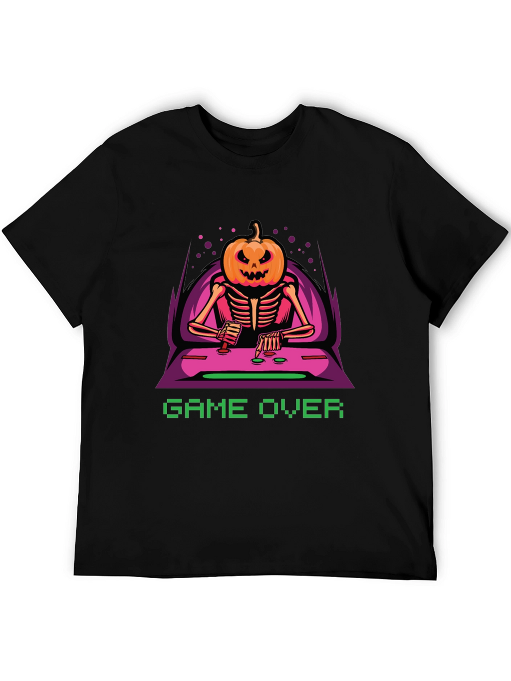 Game Over Pumpkin Skeleton Graphic Tee