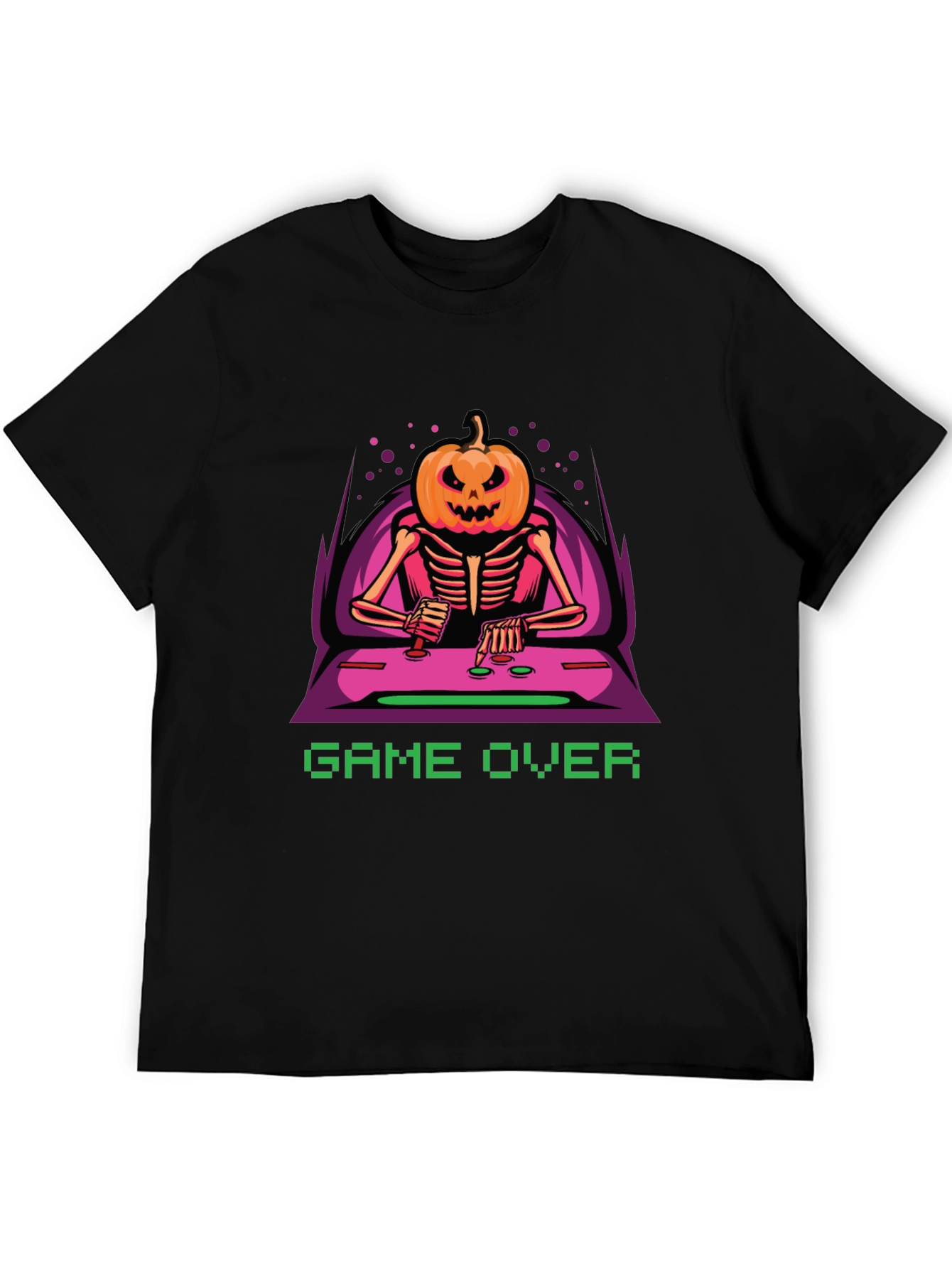 Game Over Pumpkin Skeleton Graphic Tee