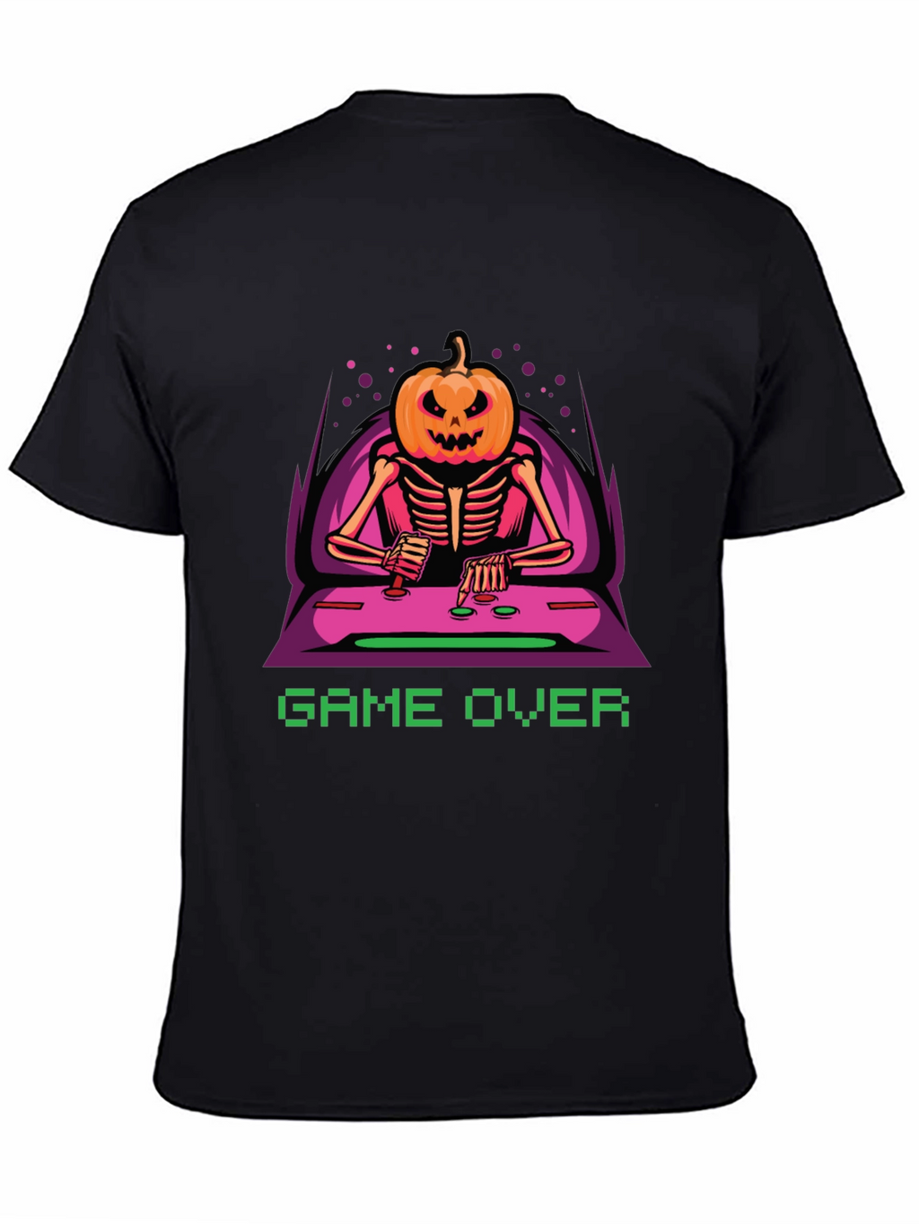 Game Over Pumpkin Skeleton Graphic Tee