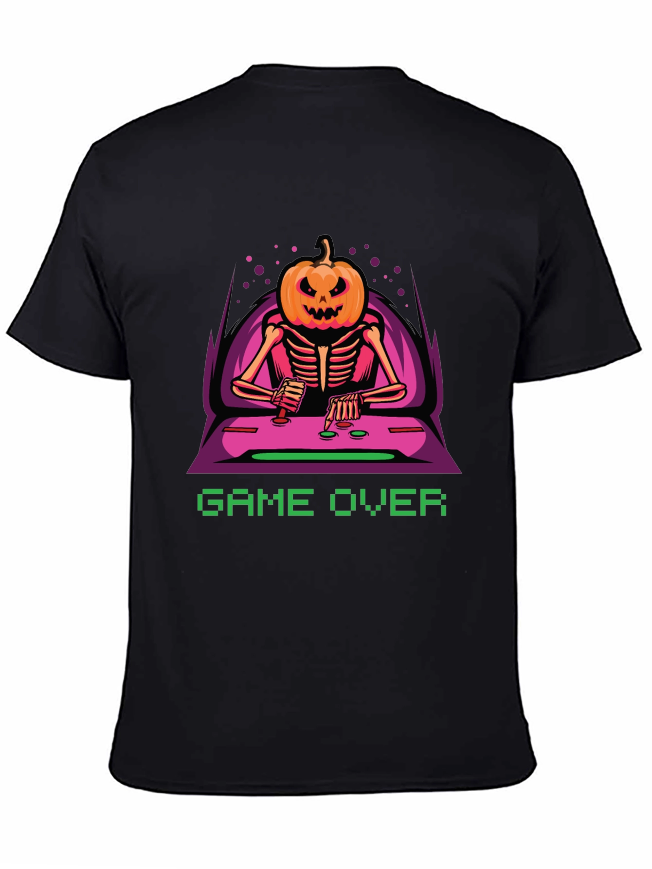 Game Over Pumpkin Skeleton Graphic Tee