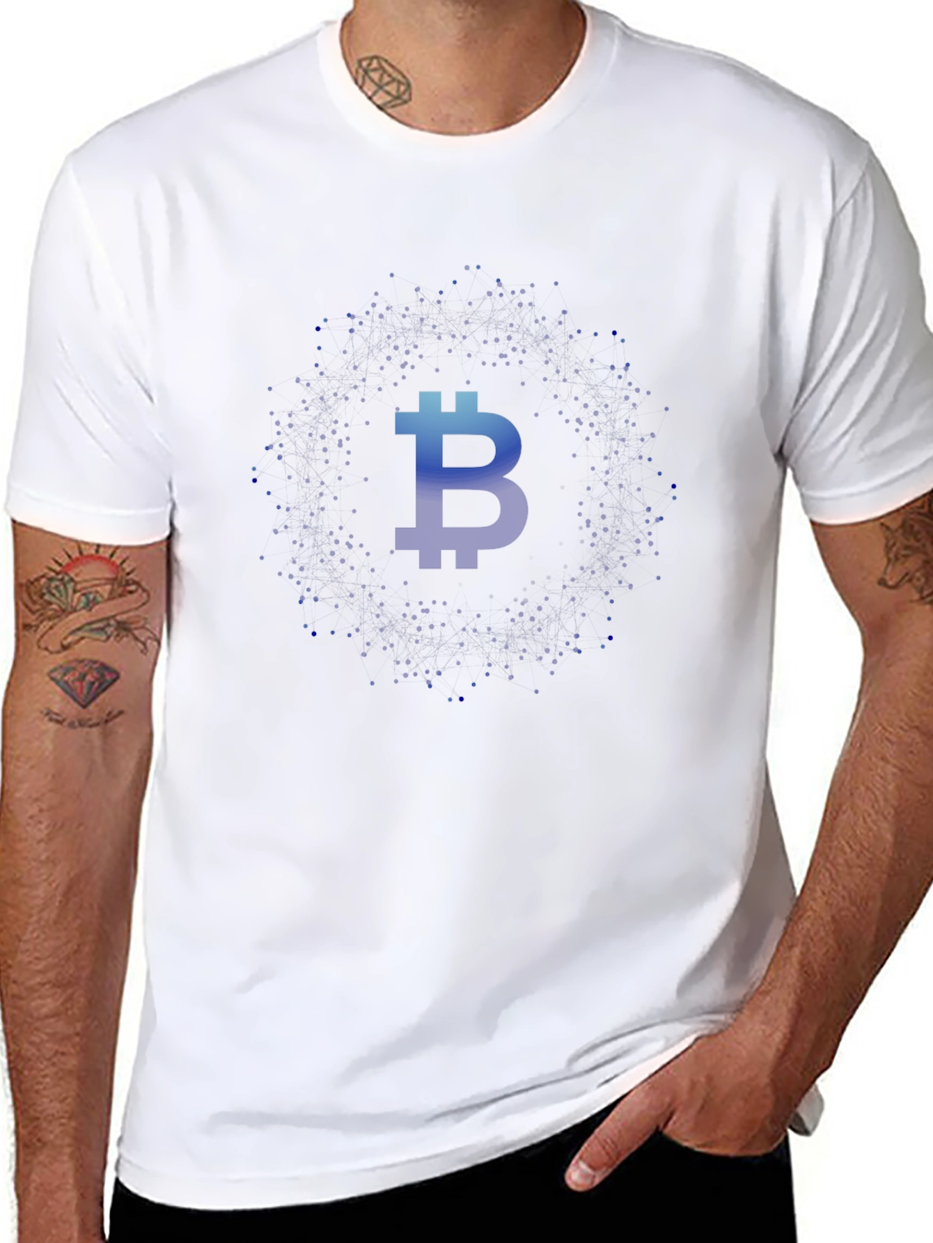 Bitcoin Crypto T-Shirt - Blue Gradient Design