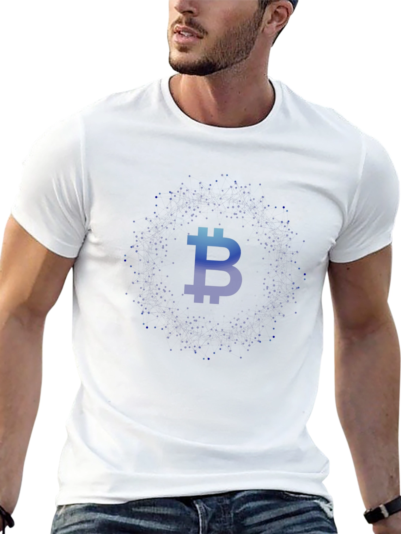 Bitcoin Crypto T-Shirt - Blue Gradient Design