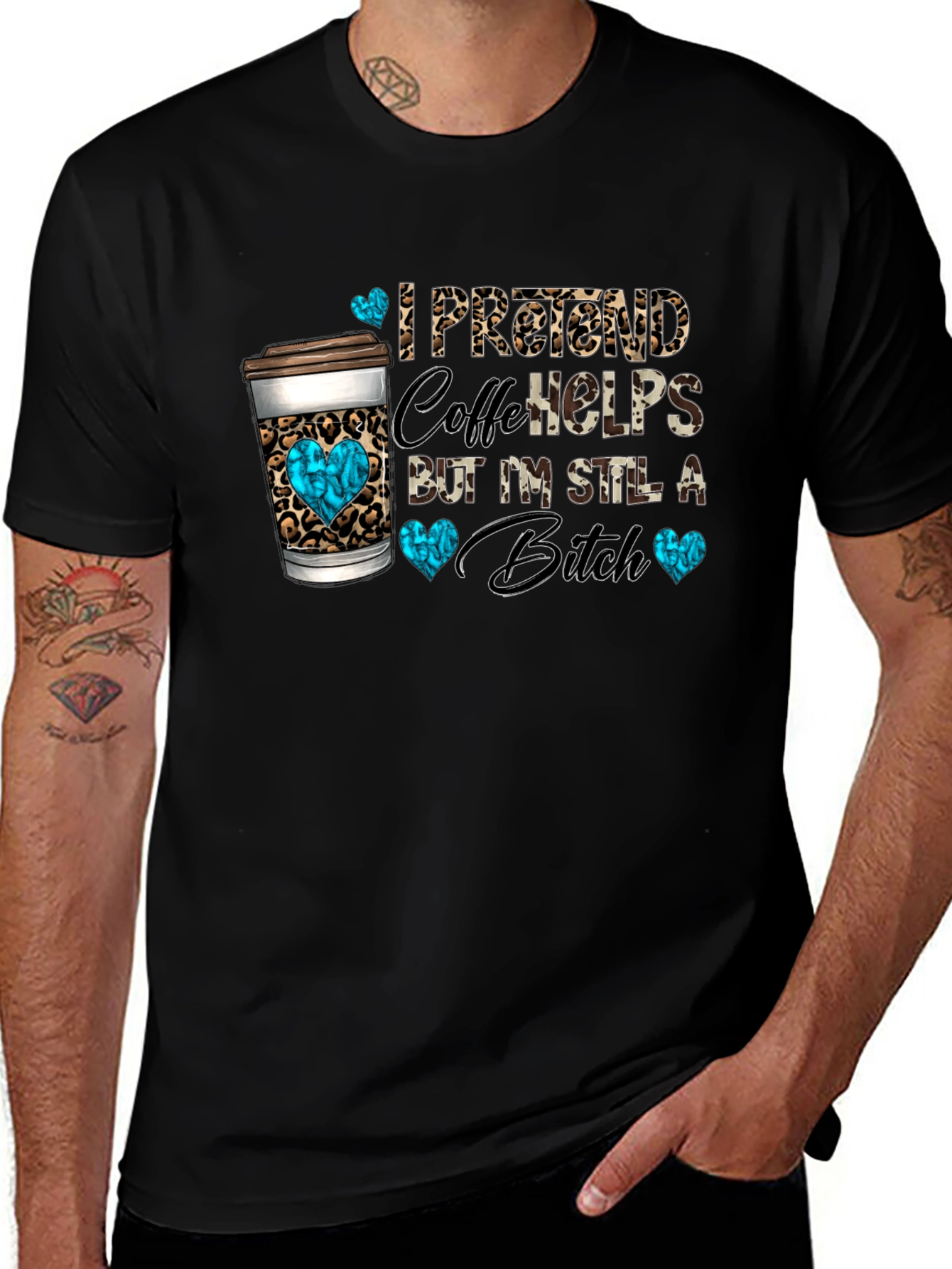 I Pretend Coffee Helps Funny Graphic Tee