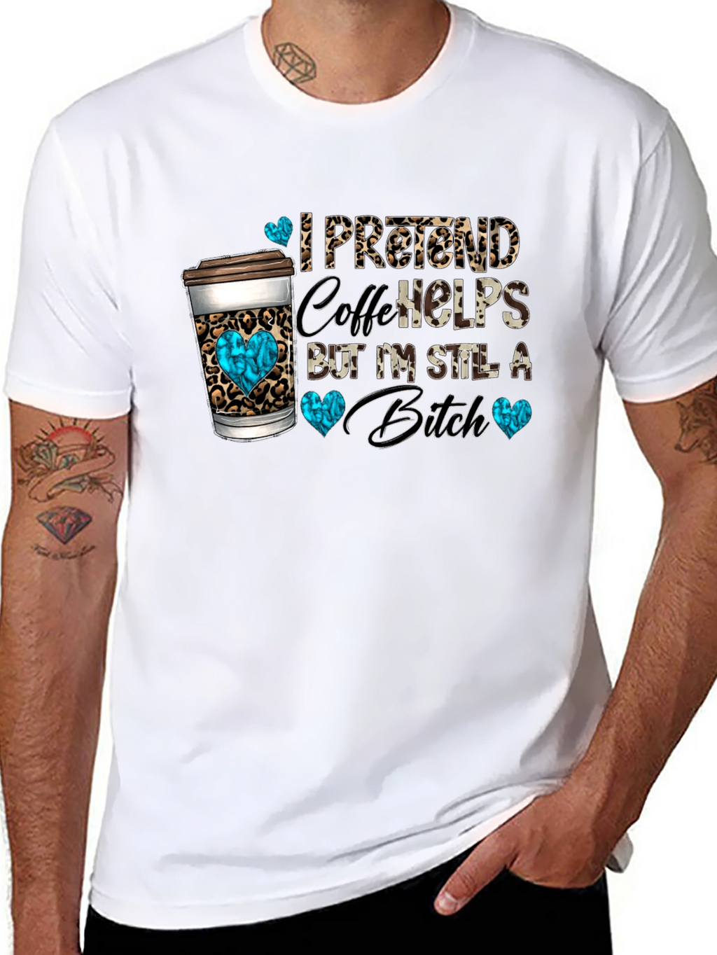 I Pretend Coffee Helps Funny Graphic Tee