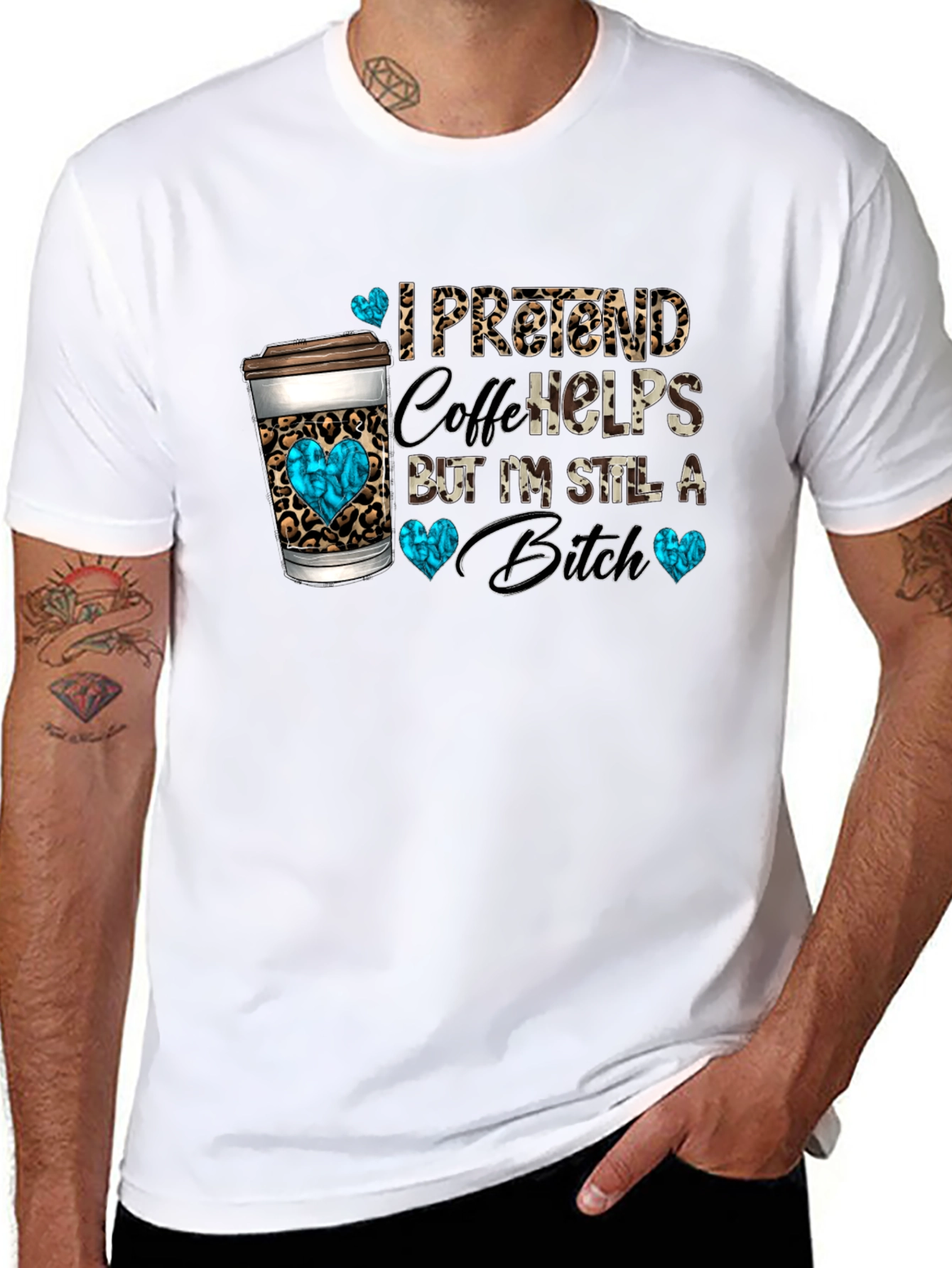 I Pretend Coffee Helps Funny Graphic Tee