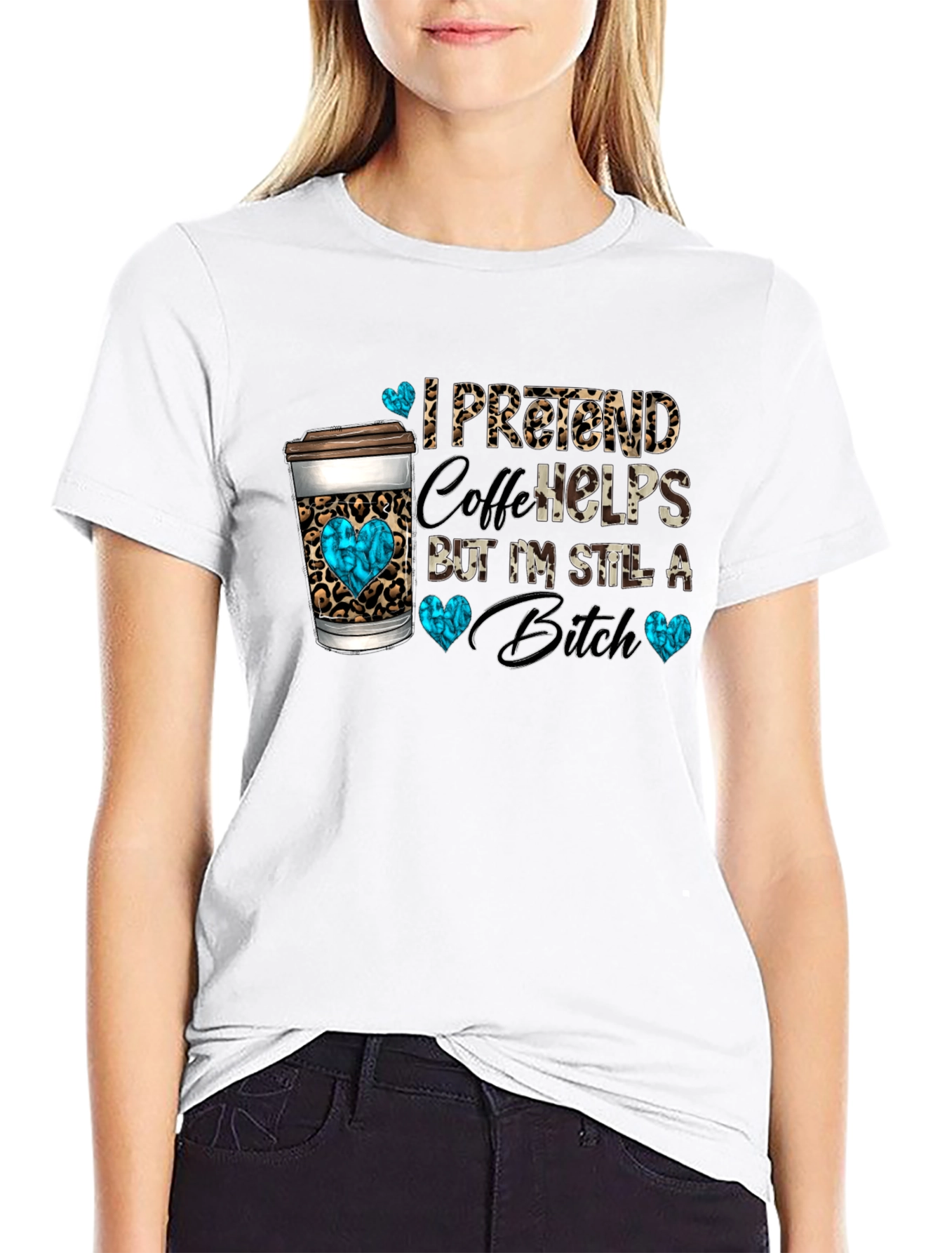I Pretend Coffee Helps Funny Graphic Tee