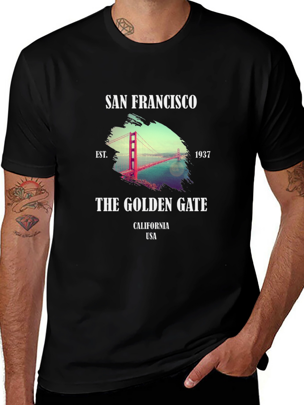 San Francisco Golden Gate Bridge Black T-Shirt
