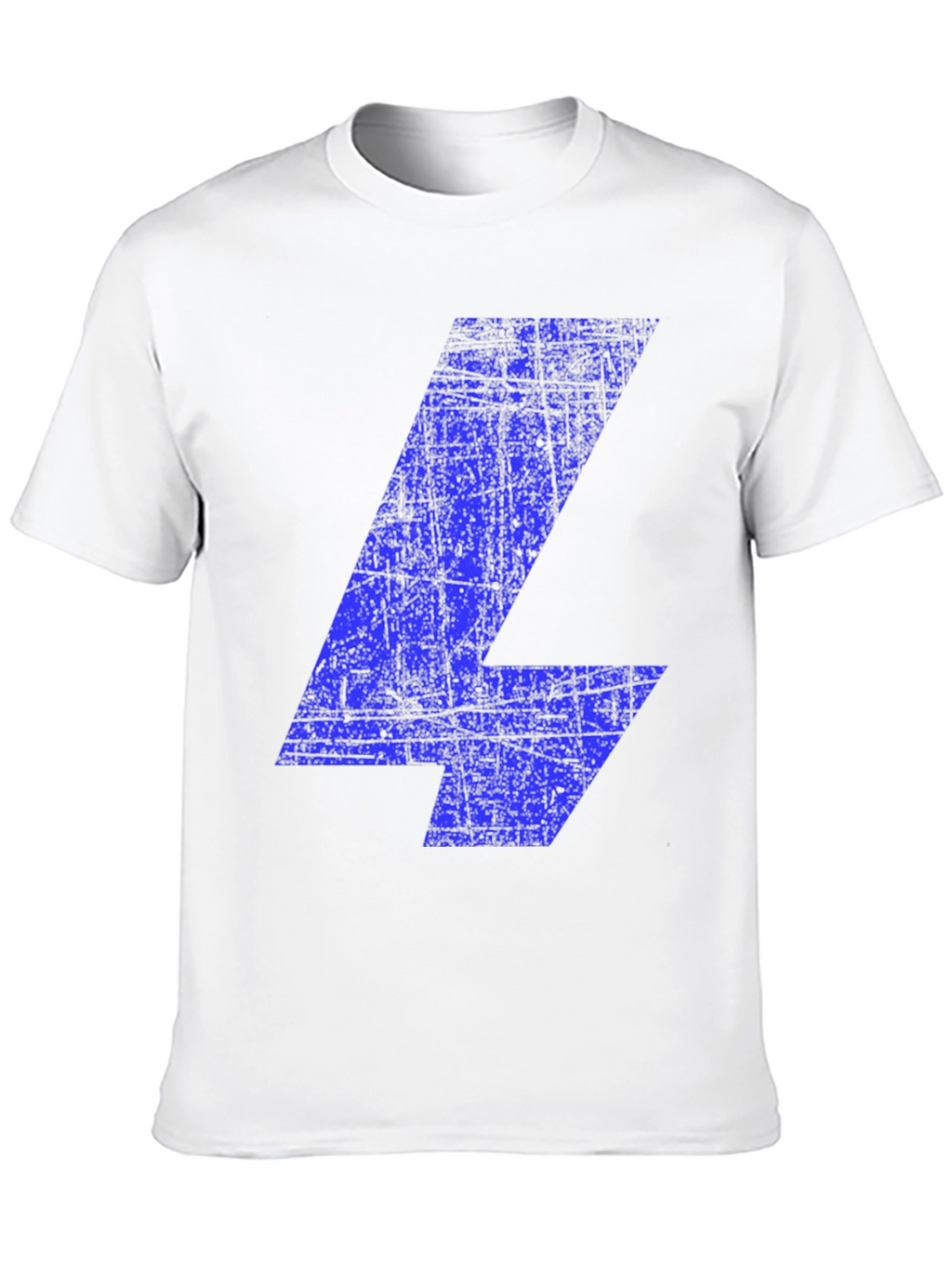 Blue Distressed Lightning Bolt Graphic Tee - Black