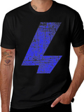 Blue Distressed Lightning Bolt Graphic Tee - Black