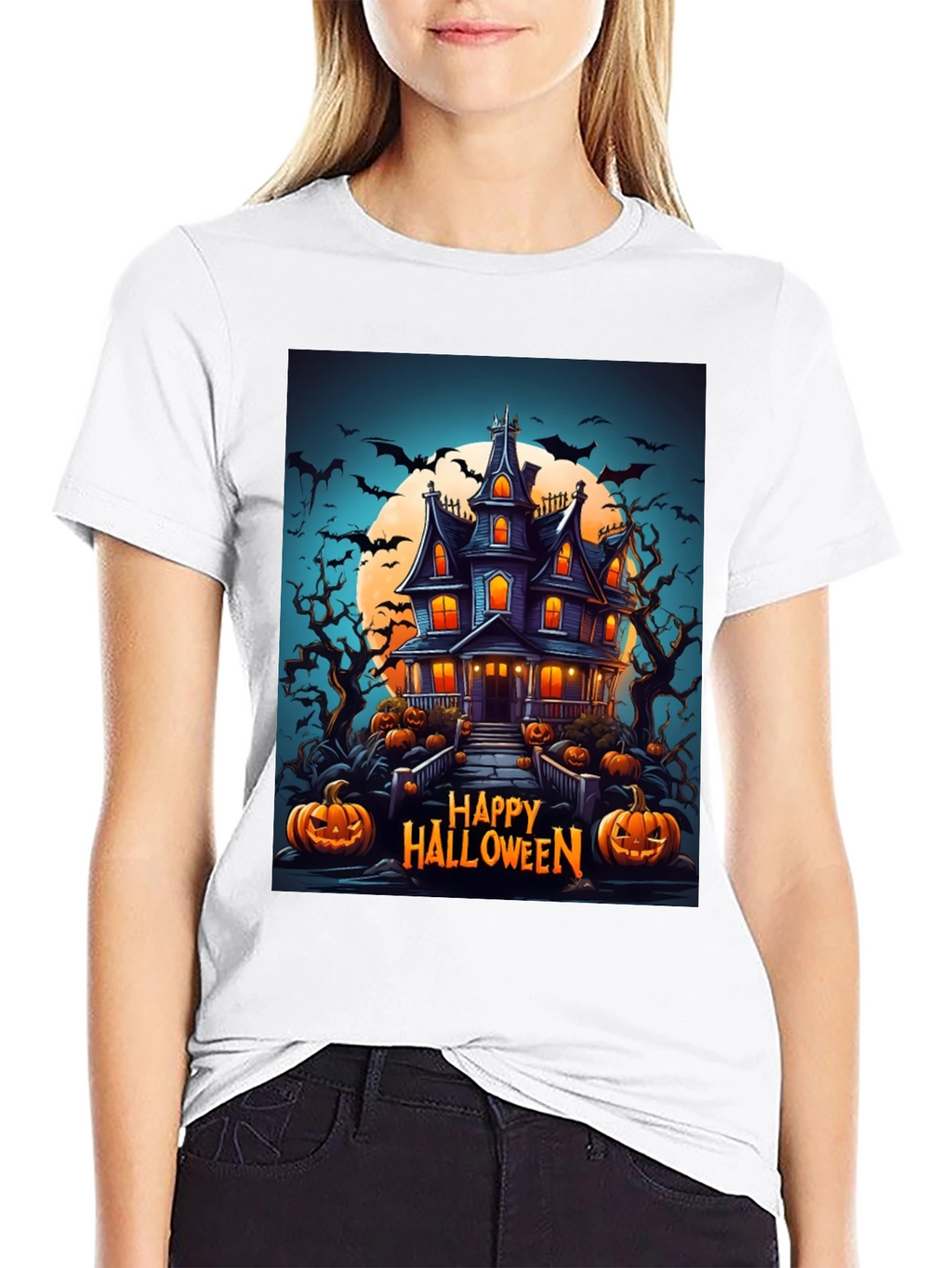 Happy Halloween Haunted House Graphic Tee