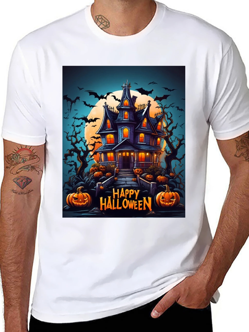 Happy Halloween Haunted House Graphic Tee