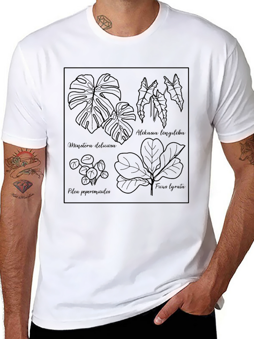 Botanical Line Art Tee - Stylish Plant Lover Shirt