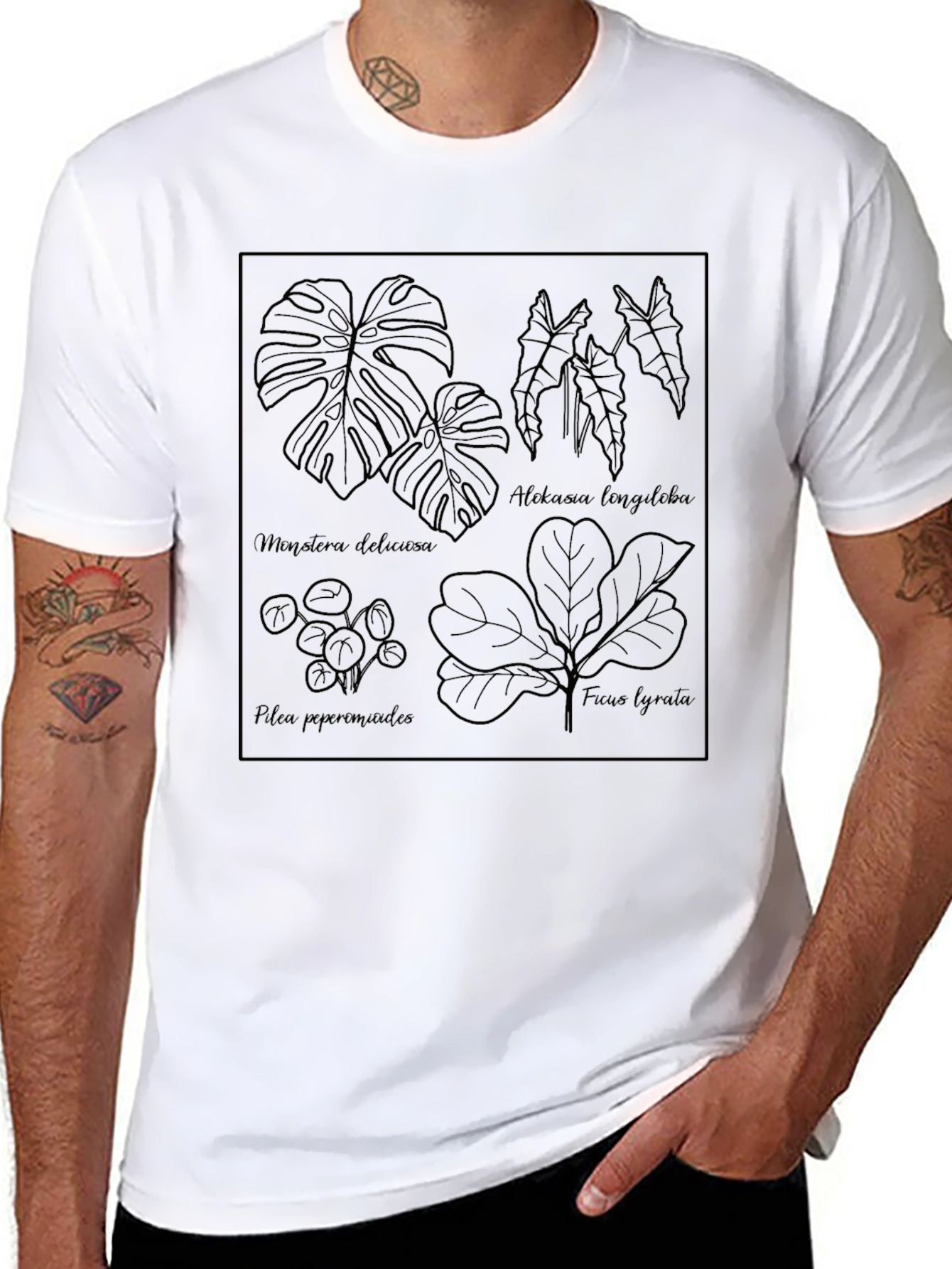 Botanical Line Art Tee - Stylish Plant Lover Shirt