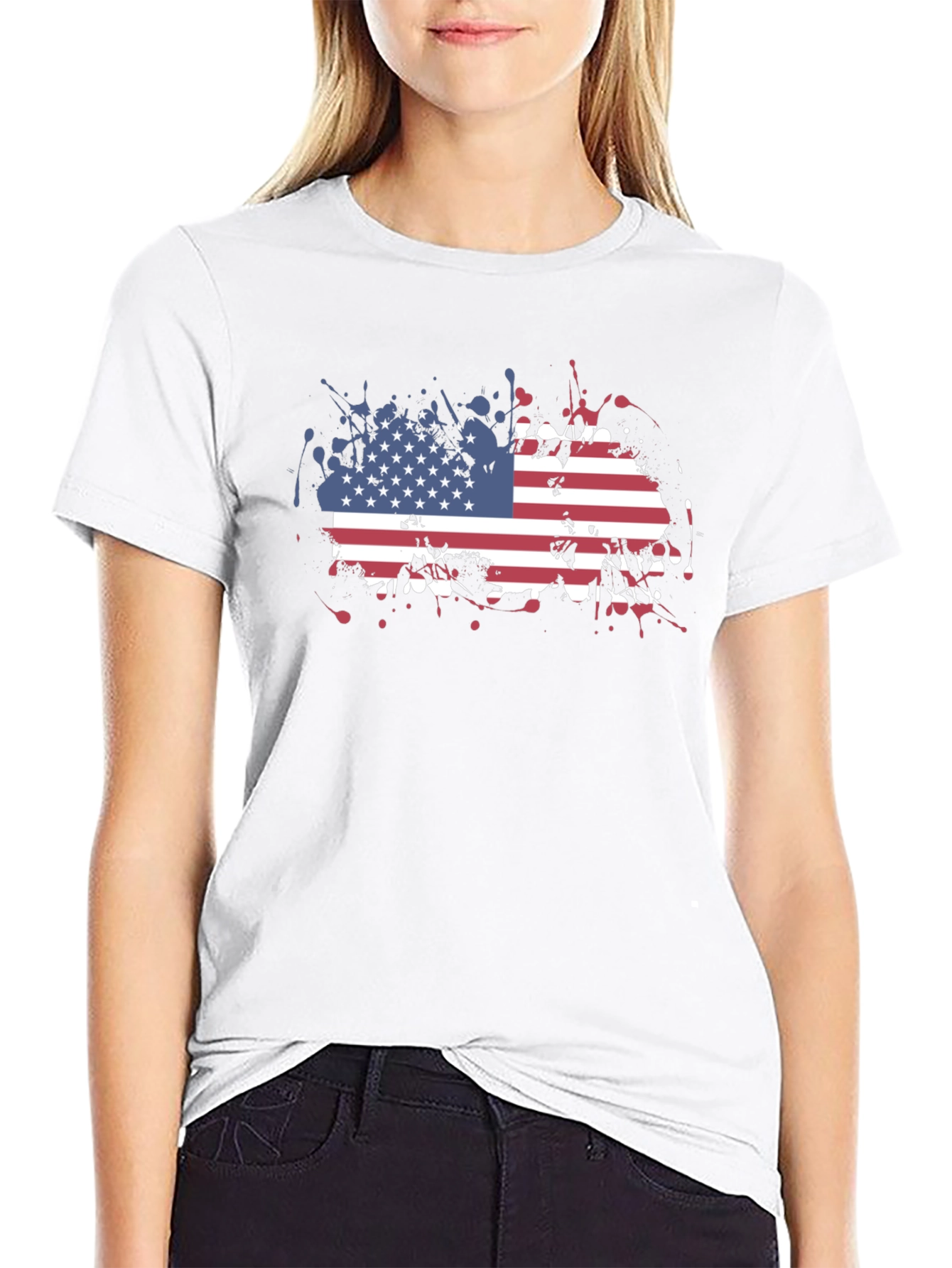 USA Flag Splatter Print Tee
