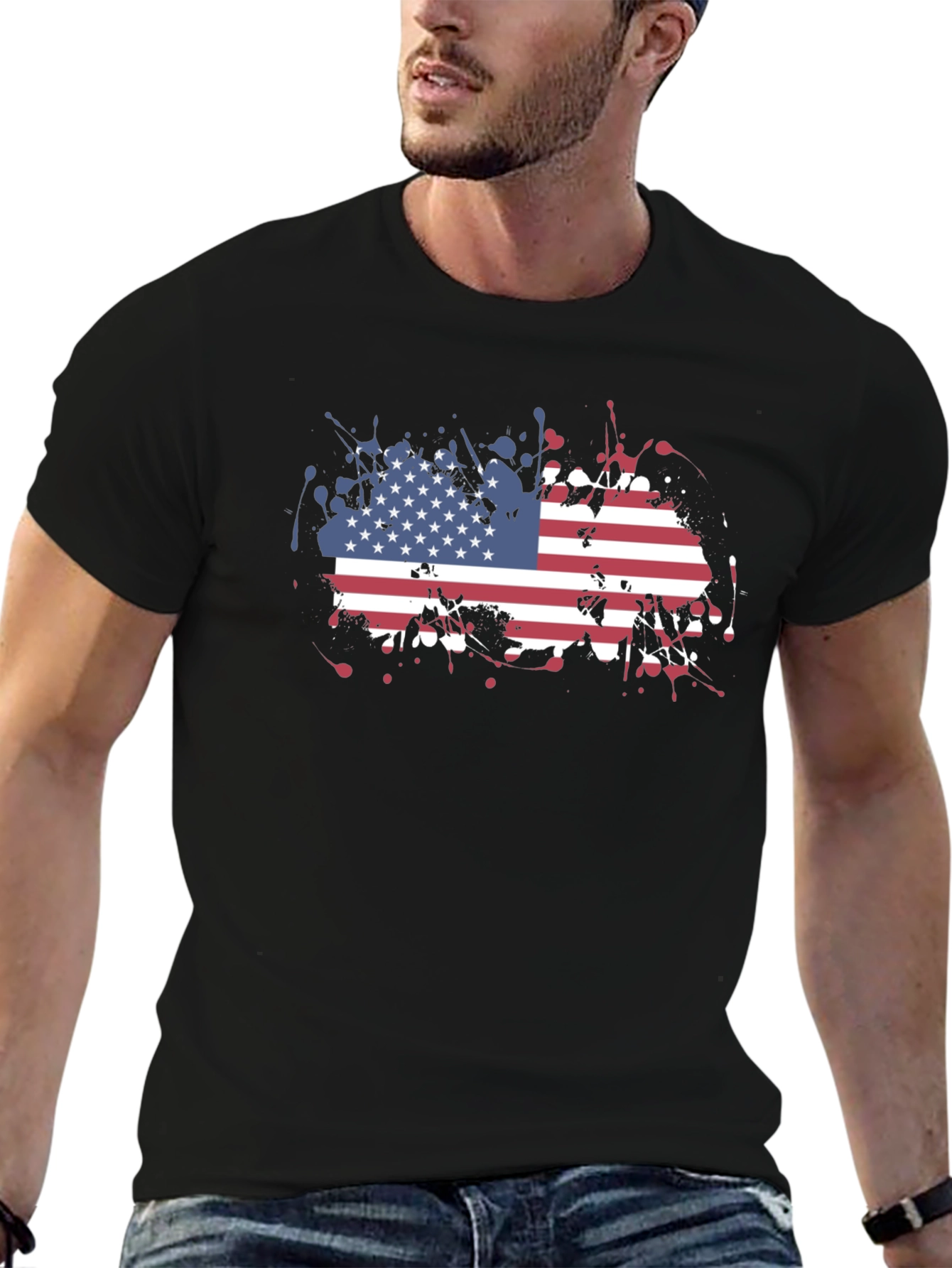 USA Flag Splatter Print Tee