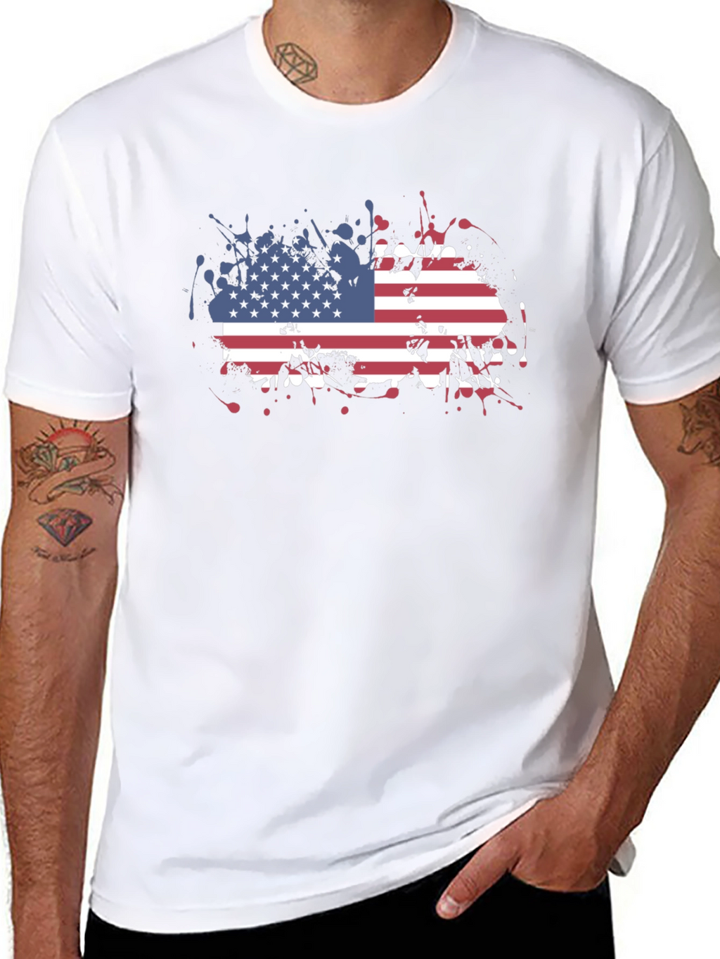 USA Flag Splatter Print Tee