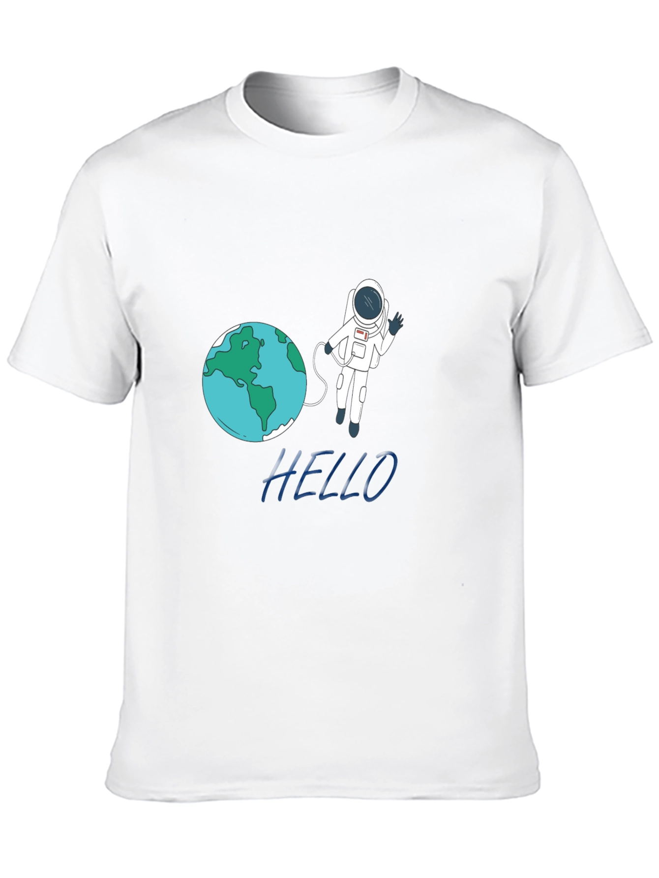 Astronaut & Earth Graphic Tee - Black Cotton T-Shirt