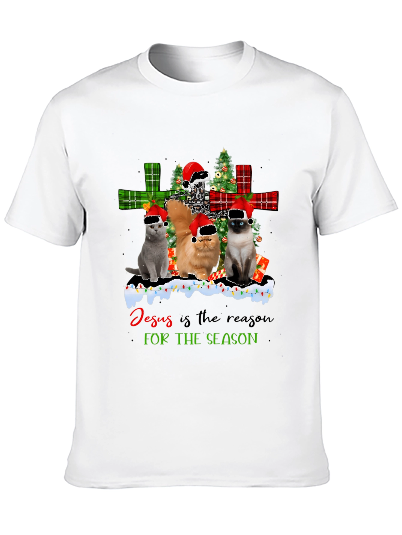 Cats Christmas T-Shirt - Jesus is the Reason