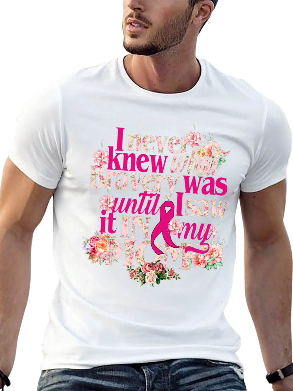 Bravery in My Mom Breast Cancer Awareness T-Shirt
