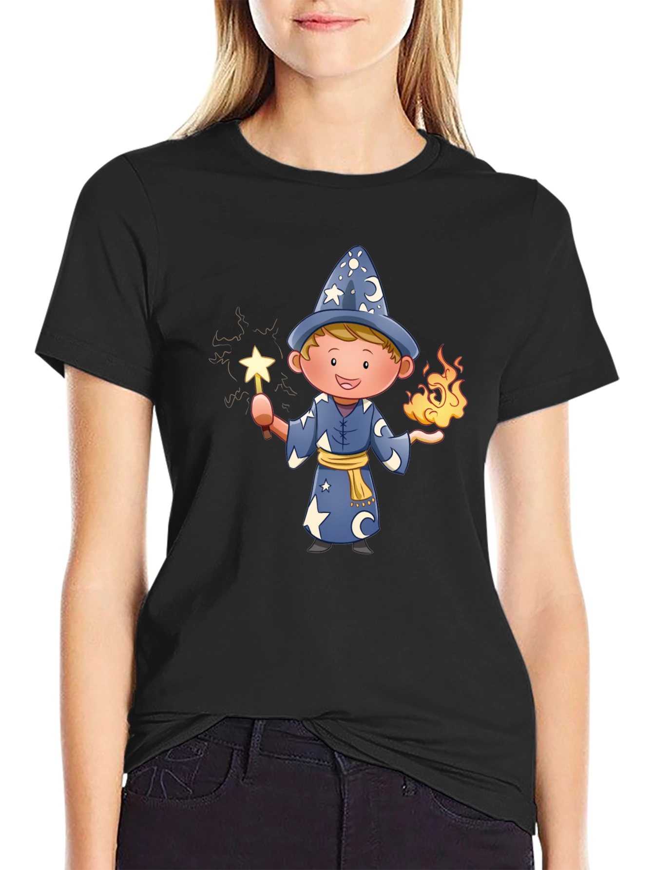 Wizard Graphic Tee - Magical Cartoon Design