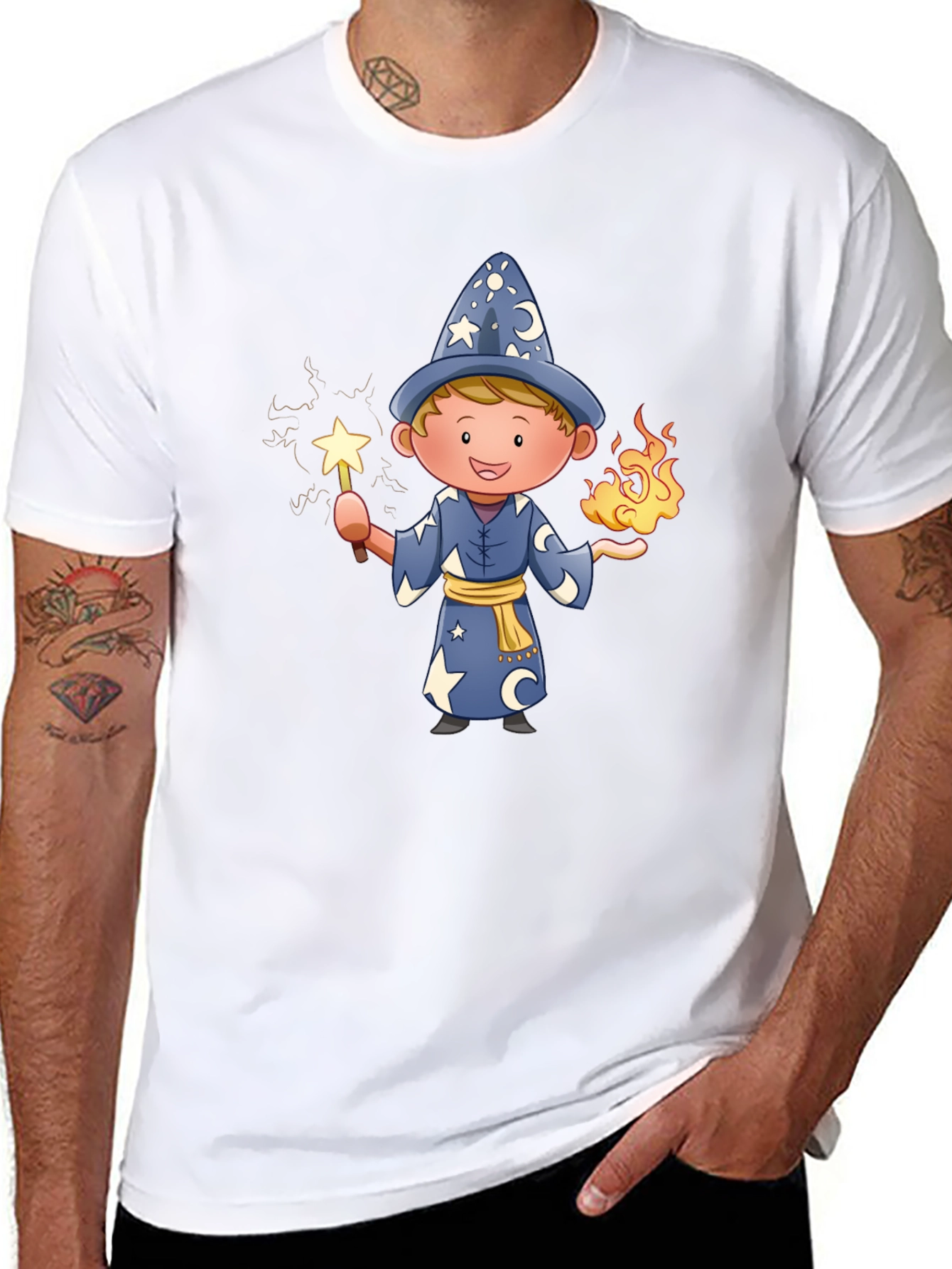 Wizard Graphic Tee - Magical Cartoon Design