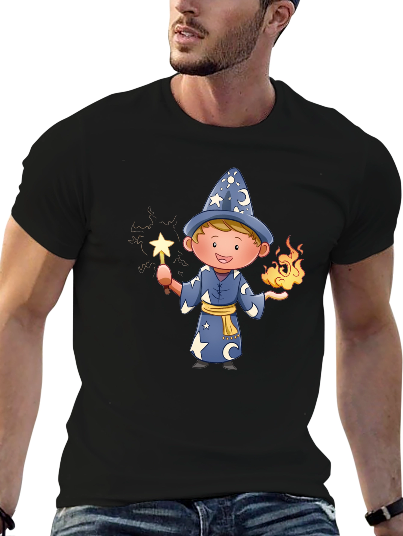 Wizard Graphic Tee - Magical Cartoon Design