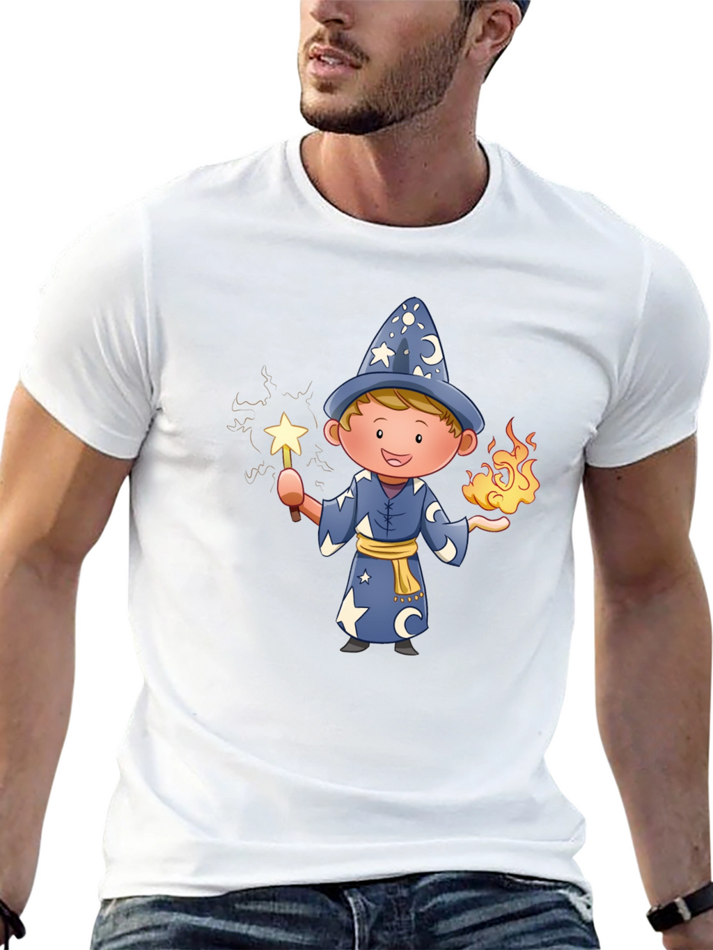 Wizard Graphic Tee - Magical Cartoon Design