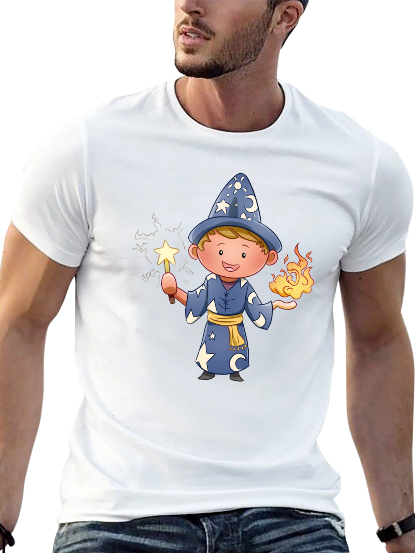 Wizard Graphic Tee - Magical Cartoon Design